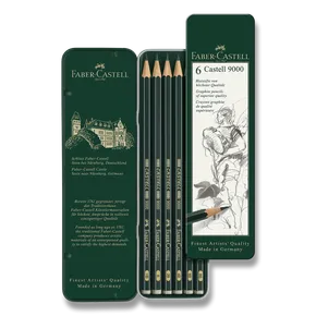 Faber-Castell Castell 9000 Graphitstift 6 Stück, Blechdose